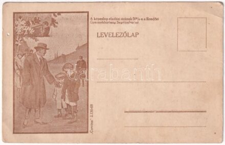 A képeslap eladási árának 50%-a a Rendőri Gyermekbíróság Segélyalapjáé / Hungarian police propaganda against juvenile delinquency, charity fund s: Tábor (lyuk / hole)