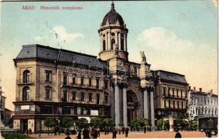 1915 Arad, Minoriták temploma, Deutsch Testvérek üzlete. Pichler Sándor kiadása / church, shop (EK)