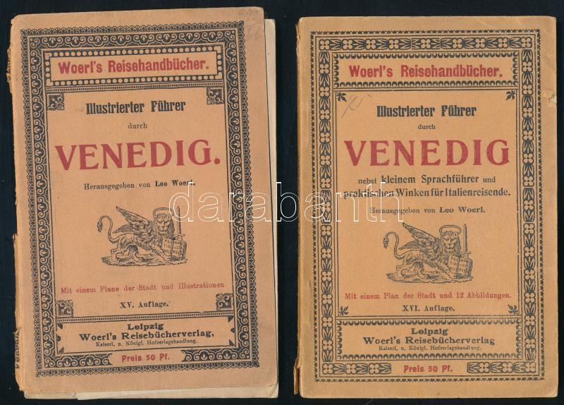 3 db utazási könyv - Illustrierter Führer durch Venedig + Deutsche Ströme Rhein-Donau-Weser-Elbe-Oder-Weichsel in Schönen Bildern. Kiadói papírkötés, kötetenként változó állapotban. - Image 3