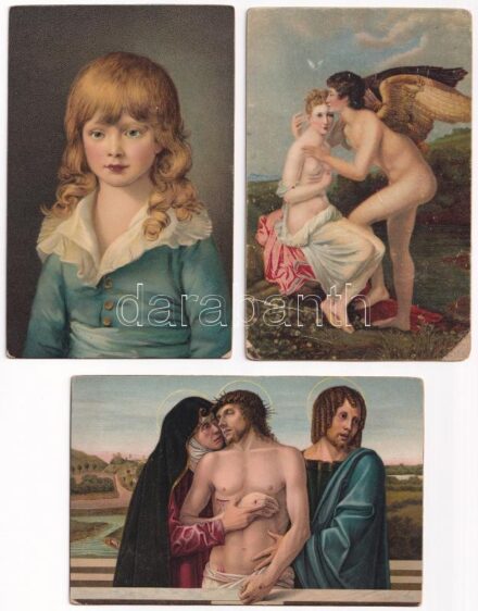 3 db RÉGI Stengel litho művész motívum képeslap / 3 pre-1945 Stengel litho art motive postcards