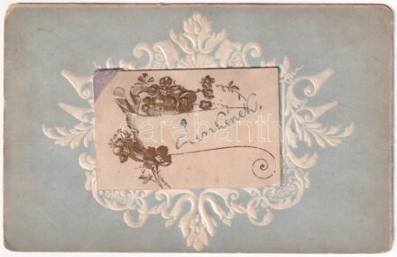 Dombornyomott üdvözlőlap / Embossed greeting (kopott sarok / worn corners)