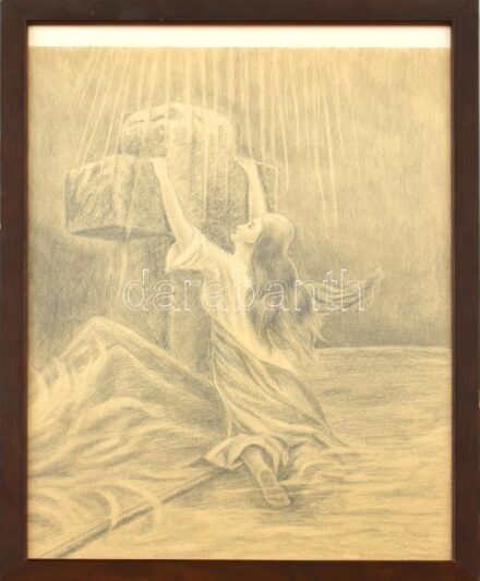 Jelzés nélkül: Fohász. Ceruza, Papír. 43×30 cm