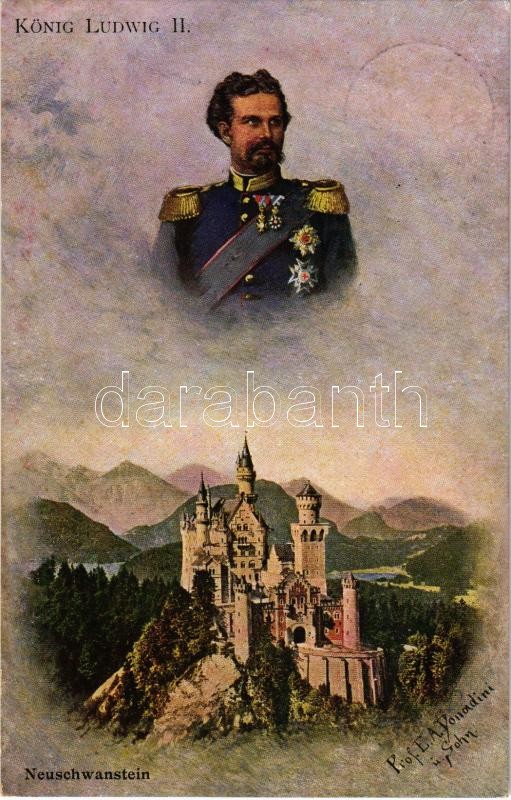1907 König Ludwig II. von Bayern. Neuschwanstein s: Prof. E.A. Donadini (EK)