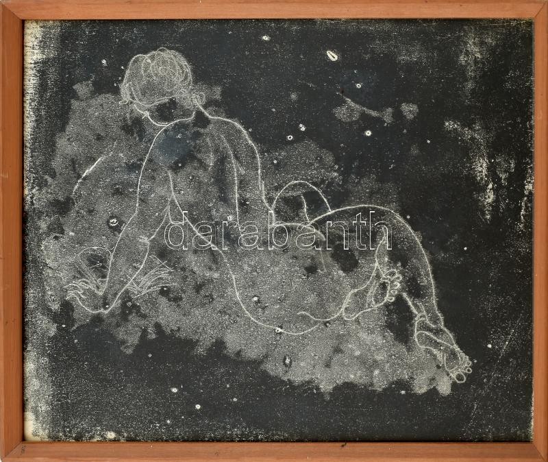 Dr. Székelyudvarhelyi Kováts Ferenc (1913-1997): Női akt. Monotípia, papír, jelzés nélkül, üvegezett fa keretben. 34×46,5 cm