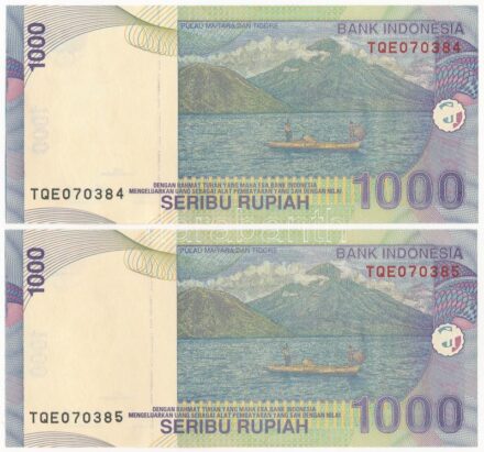 Indonézia 2009. 1000R (2x, sorszámkövetők) T:I,I- Indonesia 2009. 1000 Rupiah (2x, sequential serials) C:UNC,AU Krause P#141