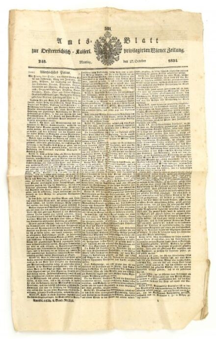 1834 Amts Blatt október 27. -i száma