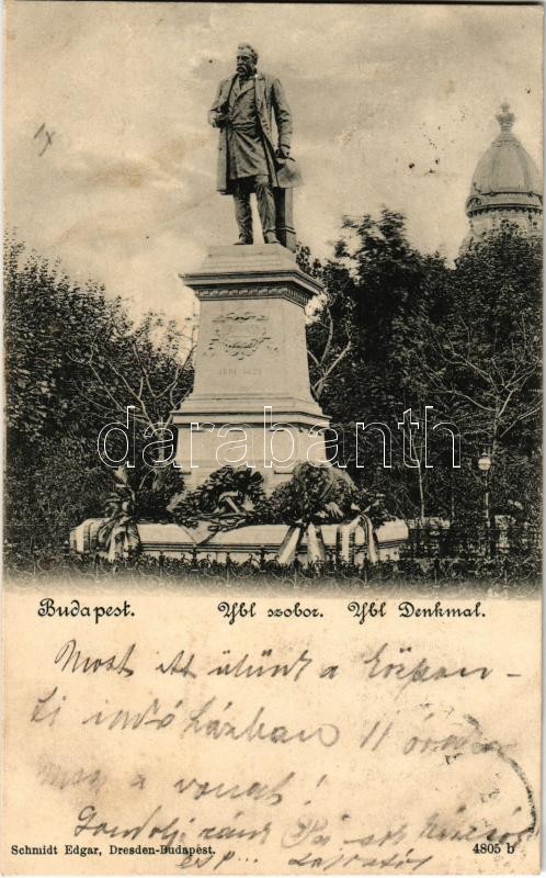 1901 Budapest I. Ybl szobor koszorúkkal az Ybl Miklós téren