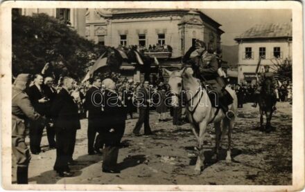 1940 Nagybánya, Baia Mare; bevonulás / entry of the Hungarian troops + '1940 Nagybánya visszatért' So. Stpl (fl)