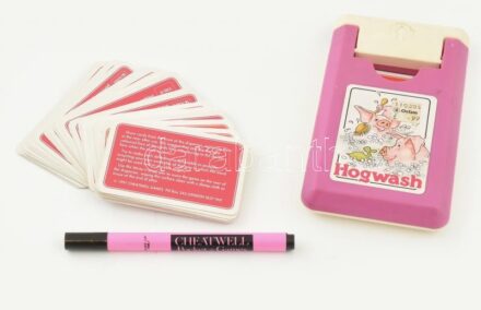 Hogwash angol nyelvű kártyajáték, műanyag tokjában, filctollal