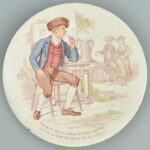 Sarreguemines dísztányér, jelzett, kopott, d: 21 cm