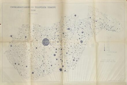 1942 Csonka-Magyarország települési térképe 1930, 1: 500 000, Államtudományi Intézet, szakadással, 88×136 cm