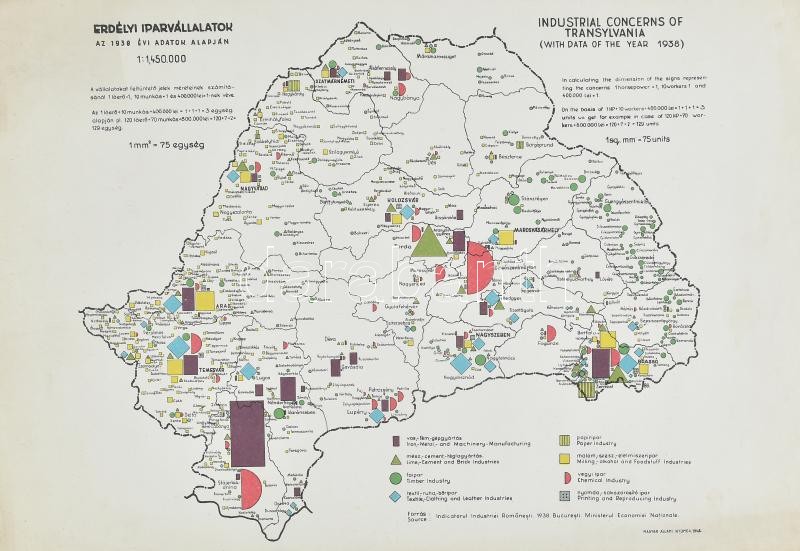 1948 Erdélyi iparvállalatok az 1939. évi adatok alapján, Magyar Állami Nyomda, 31×46 cm