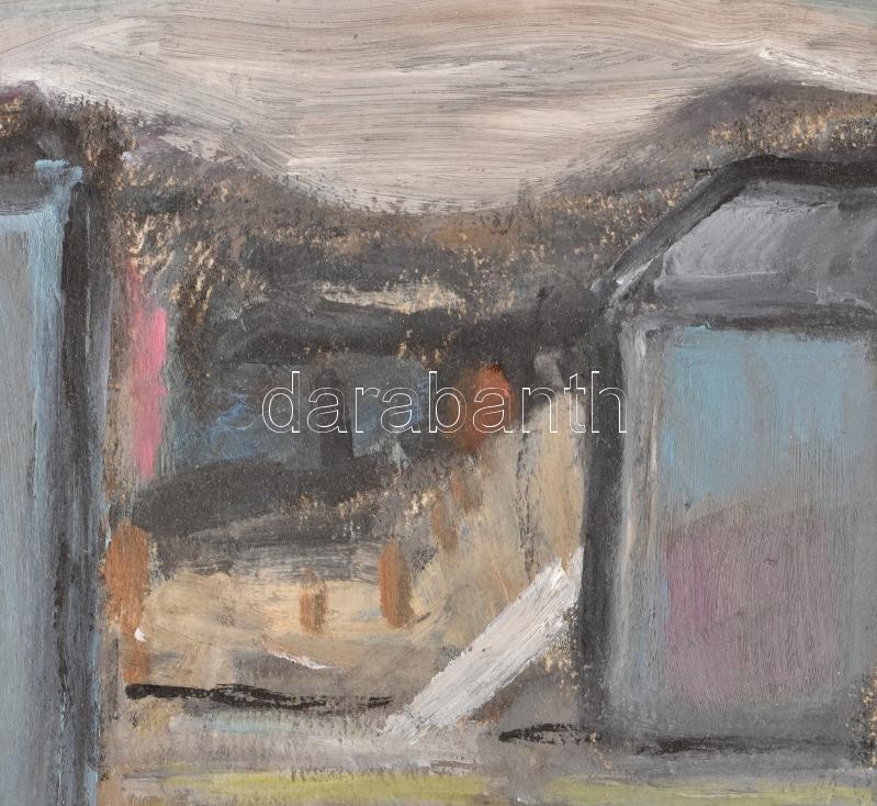 Schönberger jelzéssel: Város. Olaj, papír. sérült keretben. 24x33cm - Image 3