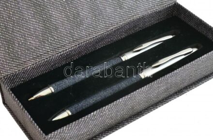 Euro Quiz golyóstoll és töltőceruza karton dobozban. h: 14 cm