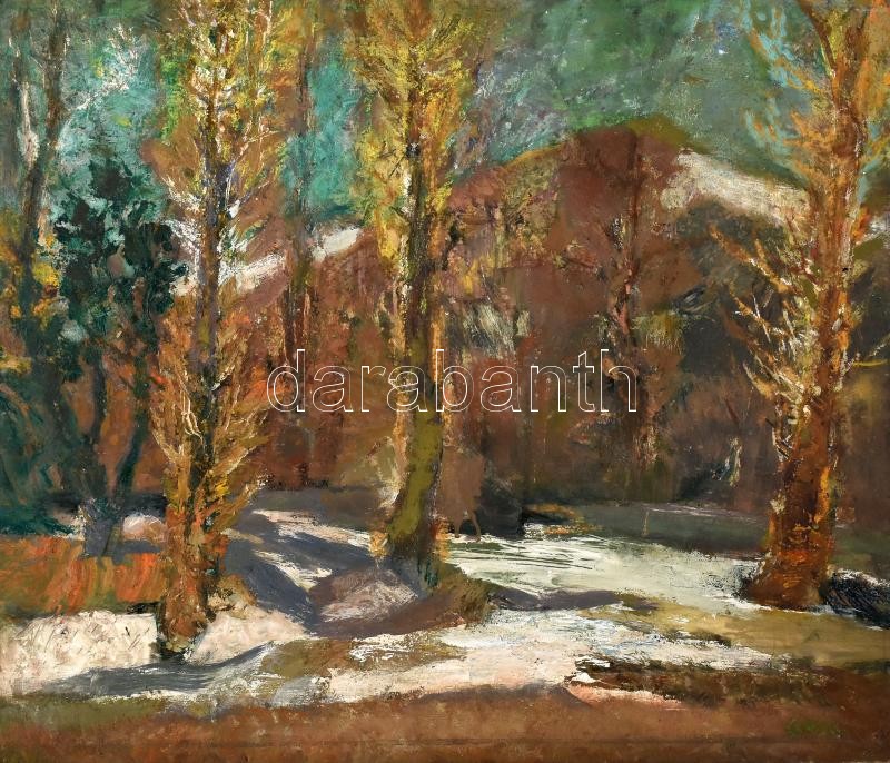 Gaál Imre Péter (1921-2013): Erdő. Olaj, farost, jelzett, 58x68 cm