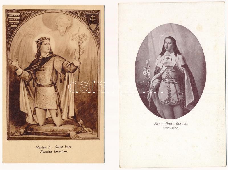 Szent Imre képeslap gyűjtemény kis albumban - 26 db régi képeslap + 1 szentkép / Saint Emeric of Hungary - pre-1945 postcard collection in small album with 26 postcards + 1 icon - Image 2