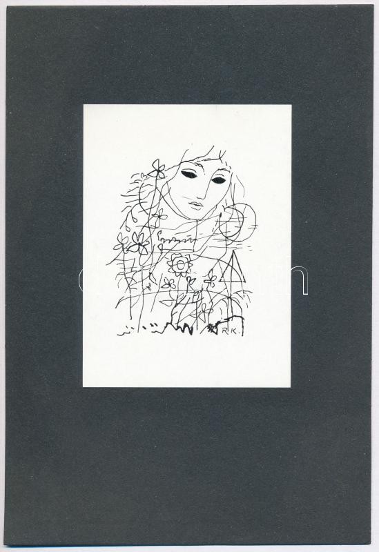 Reich Károly (1922-1988): Álmodozó. Klisé, papír, jelzett a klisén, 11×8 cm