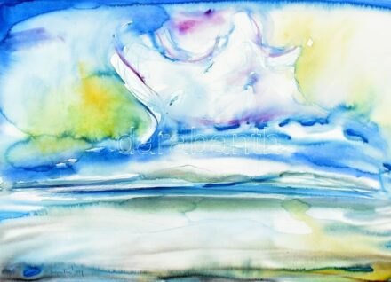 Sulyok Teréz (1959-): Balaton. Akvarell, papír, jelzett, paszpartuban, 48x65 cm