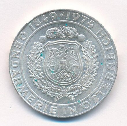 Ausztria 1974. 50Sch Ag '125 éves az osztrák csendőrség' T:1- patina Austria 1974. 50 Schilling Ag '125th Anniversary - Austrian Police Force' C:AU patina Krause KM#2920