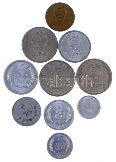 Kína 10xklf érmetétel T:2-3 China 10xdiff coin lot C:XF-F
