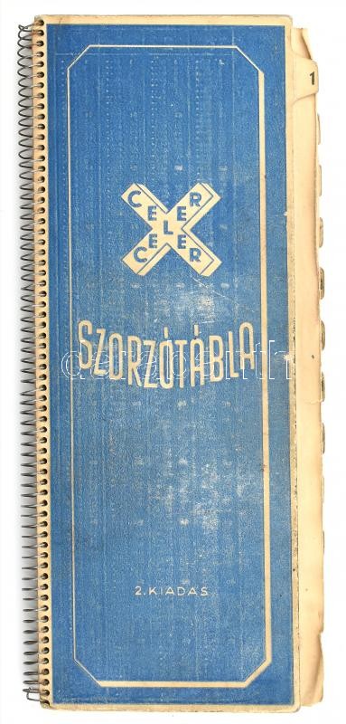 cca 1940 Gamma szorzótábla, Regiszteres spirál fűzéssel 27 cm