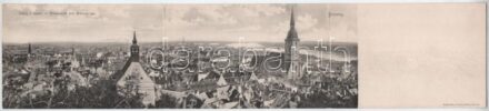 Pozsony, Pressburg, Bratislava; Három részes kinyitható panorámalap. Neffe J. kiadása / 3-tiled fodling panoramacard
