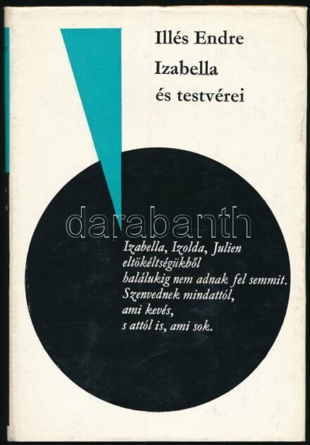 Illés Endre: Izabella és testvérei. Bp., 1978, Magvető Könyvkiadó. Első kiadás. Kiadói egészvászon, kiadó papírborítóban, egészen kis szakadással a papírborítón. A szerző, Illés Endre (1902-1986) által Gábor Viktor, a