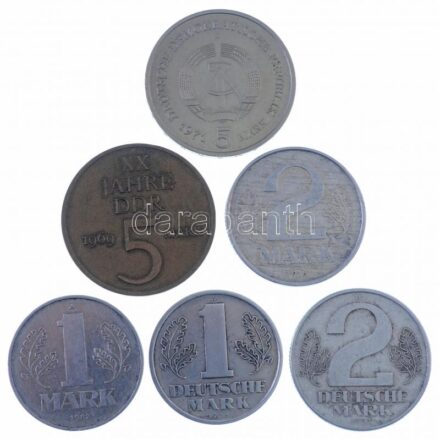 NDK 1956-1982. 1M-5M (6xklf) T:2,2- GDR 1956-1982. 1 Mark - 5 Mark (6xdiff) C:XF,VF