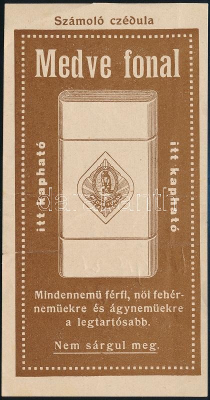 cca 1910-1920 Medve fonal számolócédula
