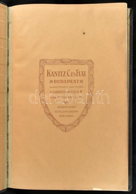 cca 1900-1910 Nagyméretű főkönyv, használatlan állapotban, Kanitz C. és Fiai Bp., márványozott lapélekkel, kissé kopott vászonborítóval, 46x31 cm