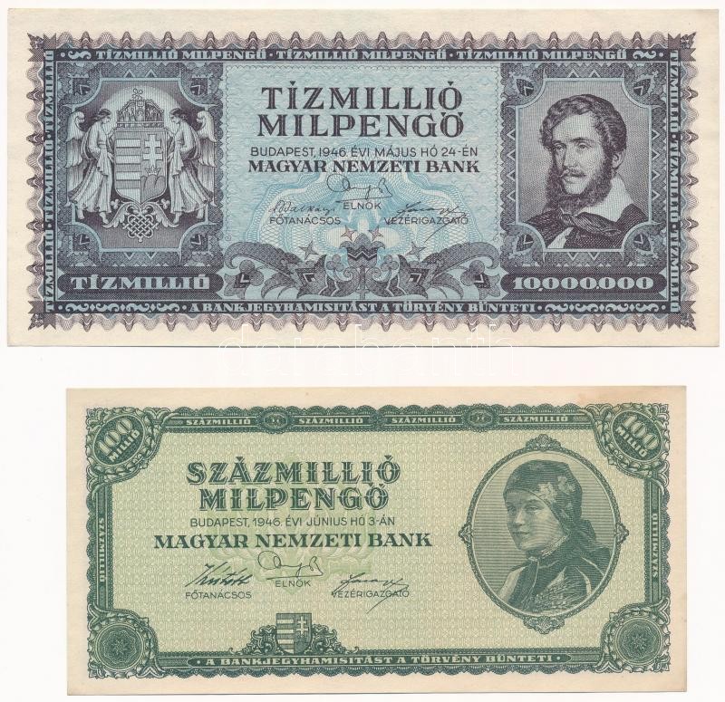 1946. 10.000.000MP + 100.000.000MP T:I-,II Adamo P32, P33