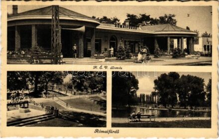 Budapest III. Rómaifürdő, Római fürdő; vasútállomás, HÉV (Helyiérdekű Vasút) megállóhely, strand, fürdőzők