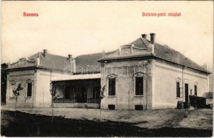 1907 Balatonszemes, Szemes; Balaton-parti részlet, Hableány szálloda és étterem + 'PRAGERHOF+BUDAPEST 8' vasúti mozgóposta