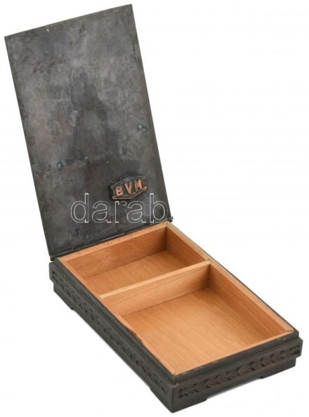 Iparművészeti Vállalatos Retró fém doboz, kopott, 15x10x3cm