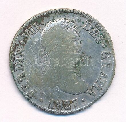 Spanyolország 1827JB 2R Ag 'VII. Ferdinánd' T:3- Spain 1827JB 2 Real Ag 'Fernando VII' C:VG Krause KM#460