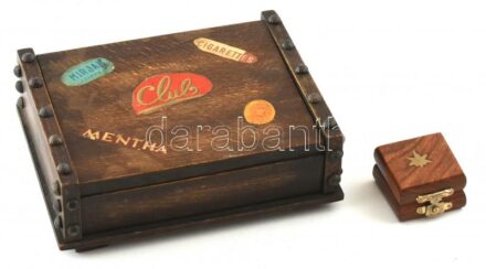 2db fa doboz, kopott, 16x12x5,5cm, 4x4x3cm