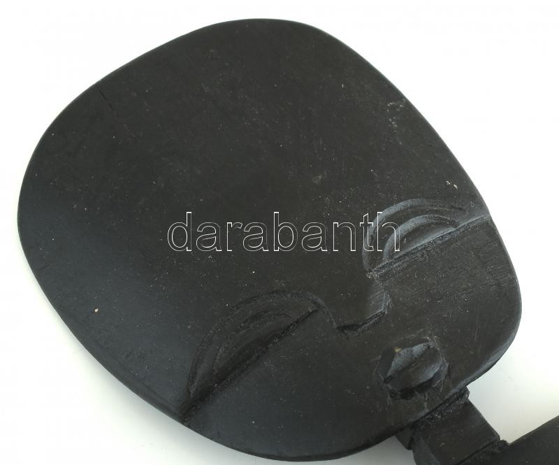 Afrikai faragott ébenfa szobor, kopott, m: 31 cm - Image 2
