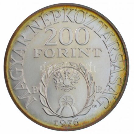 1976. 200Ft Ag 'II. Rákóczi Ferenc' T:1 patina Adamo EM48