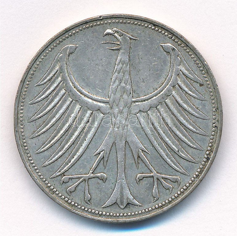 NSZK 1966D 5M Ag T:2 patina FRG 1966D 5 Mark Ag C:XF patina Krause KM#112.1 - Image 2