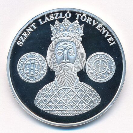 DN 'A magyar pénz krónikája - Szent László törvényei' Ag emlékérem tanúsítvánnyal (20g/0.999/38,61mm) T:PP
