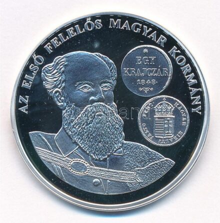 DN 'A magyar pénz krónikája - Az első felelős magyar kormány' Ag emlékérem tanúsítvánnyal (20g/0.999/38,61mm) T:PP