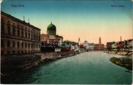 Nagyvárad, Oradea; Körös részlet, zsinagóga / Cris riverside, synagogue (EK)