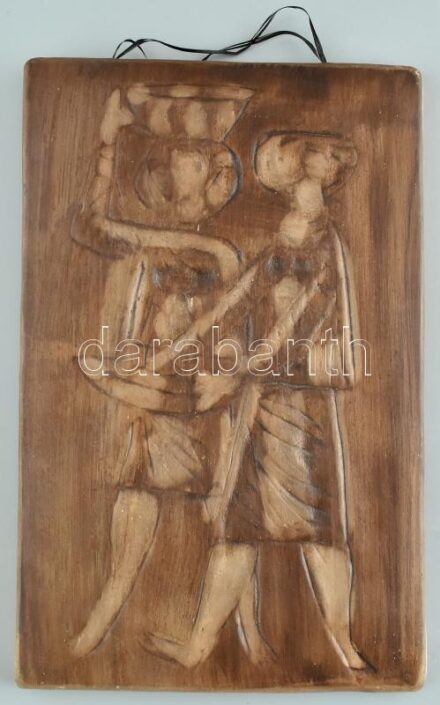 Sóskuti 71 jelzéssel: retró falidísz, engób mázakkal festett kerámia, hibátlan, jelzett, 34x22,5 cm