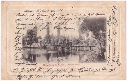 ~1900 Jászberény, Margitszigeti mulató. Brünauer Adolf kiadása (ázott / wet damage)