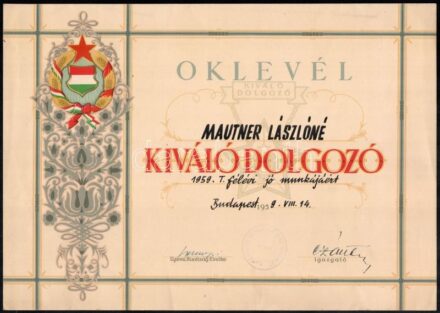 cca 1960 2 db Kiváló dolgozó szocialista oklevél. 24x34 cm.