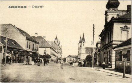 Zalaegerszeg, Deák tér, Farkas J., Komlós M. Miksa üzlete és saját kiadása