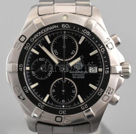 TAG Heuer Aquaracer CAF 2110 automata férfi karóra, eredeti dobozában, papírokkal (doboz kissé ragad) működik, lünettán a számok kopottak