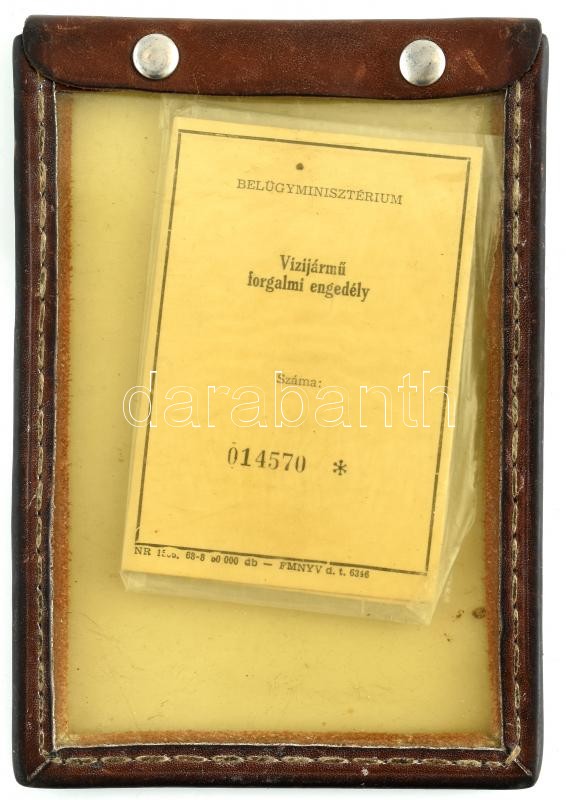 1969 Belügyminisztérium által kiállított vízi jármű forgalmi engedély, tartótokkal