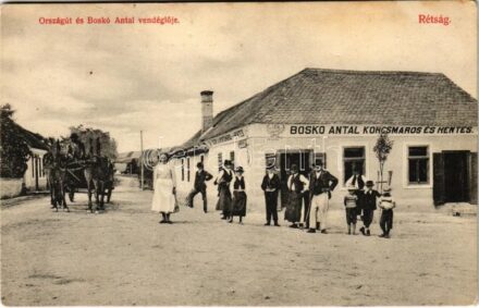 Rétság, Országút, Boskó Antal korcsmáros és hentes vendéglője. Adler Izidor kiadása