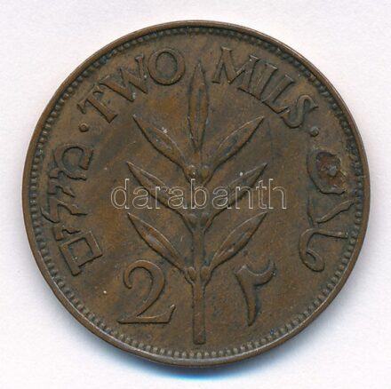 Palesztina 1927. 2m Br T:2,2- Palestine 1927. 2 Mils Br C:XF,VF Krause KM#2